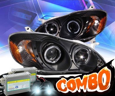 HID Xenon + KS® CCFL Halo LED Projector Headlights (Black) - 03-05 Toyota Corolla