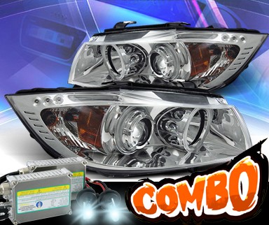 HID Xenon + KS® CCFL Halo Projector Headlights (Chrome) - 07-08 BMW 328xi 4dr E90/E91
