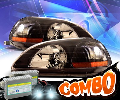 HID Xenon + KS® Crystal Headlights (Black) - 96-98 Honda Civic 2/3/4dr.