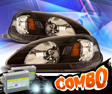 HID Xenon + KS® Crystal Headlights (Black) - 99-00 Honda Civic 2/3/4dr.