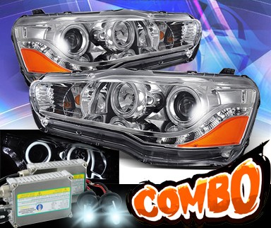 HID Xenon + KS® DRL LED CCFL Halo Projector Headlights - 08-13 Mitsubishi Lancer (w/o Stock HID)