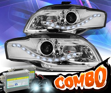 HID Xenon + KS® DRL LED Projector Headlights (Chrome) - 06-08 Audi S4 (w/o Stock HID)