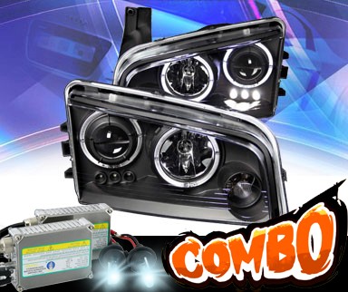 HID Xenon + KS® LED Halo Projector Headlights (Black) - 06-10 Dodge Charger