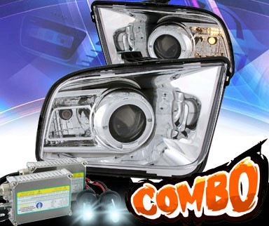HID Xenon + KS® LED Halo Projector Headlights (Chrome) - 05-09 Ford Mustang
