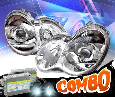 HID Xenon + KS® Projector Headlights - 01-05 Mercedes-Benz C320 Sedan W203 without stock HID