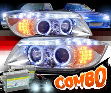 HID Xenon + SPEC-D® DRL LED Projector Headlights - 06-08 BMW 325i 4dr E91 (Version 2)