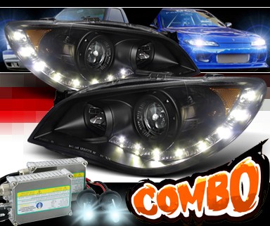 HID Xenon + SPEC-D® DRL LED Projector Headlights (Black) - 06-07 Subaru Impreza WRX STi