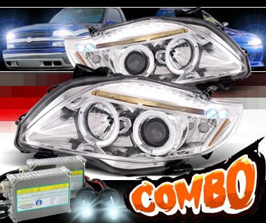 HID Xenon + SPEC-D® Halo LED Projector Headlights - 09-10 Toyota Corolla