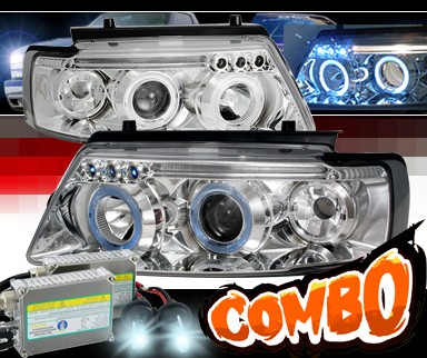 HID Xenon + SPEC-D® Halo LED Projector Headlights - 97-00 VW Volkswagen Passat