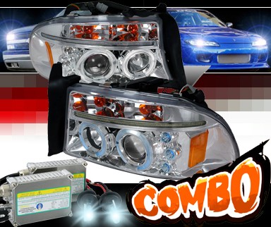 HID Xenon + SPEC-D® Halo LED Projector Headlights - 97-04 Dodge Dakota