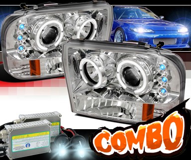 HID Xenon + SPEC-D® Halo LED Projector Headlights - 99-04 Ford F-250 F250