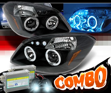 HID Xenon + SPEC-D® Halo LED Projector Headlights (Black) - 05-10 Chevy Cobalt