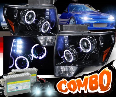 HID Xenon + SPEC-D® Halo LED Projector Headlights (Glossy Black) - 09-13 Ford F150 F-150