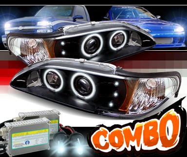 HID Xenon + Sonar® CCFL Halo Projector Headlights (Black) - 94-98 Ford Mustang