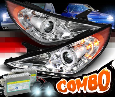 HID Xenon + Sonar® DRL LED Halo Projector Headlights - 11-14 Hyundai Sonata