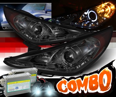 HID Xenon + Sonar® DRL LED Halo Projector Headlights (Smoke) - 11-14 Hyundai Sonata