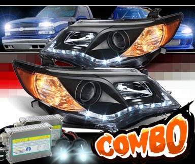 HID Xenon + Sonar® DRL LED Projector Headlights (Black) - 12-14 Toyota Camry