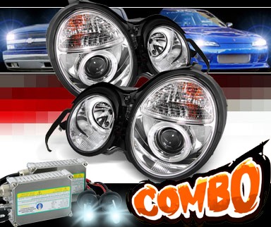 HID Xenon + Sonar® Halo Projector Headlights - 96-99 Mercedes-Benz E300D W210 without Stock HID