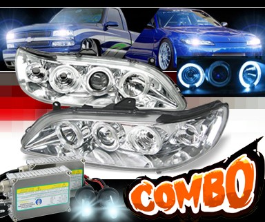 HID Xenon + Sonar® Halo Projector Headlights - 98-02 Honda Accord w/ Amber Reflector 