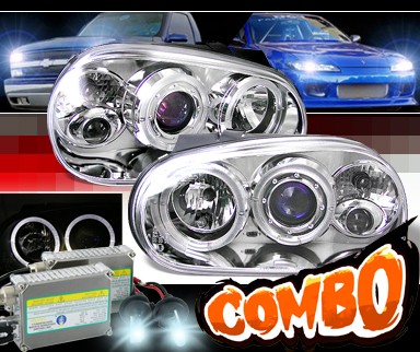 HID Xenon + Sonar® Halo Projector Headlights - 99-05 VW Volkswagen Golf IV