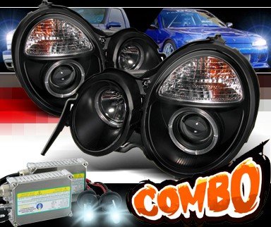 HID Xenon + Sonar® Halo Projector Headlights (Black) - 00-02 Mercedes-Benz E320 W210 without Stock HID