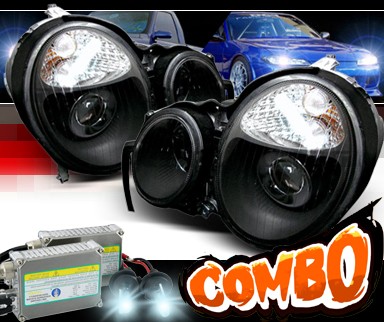 HID Xenon + Sonar® Halo Projector Headlights (Black) - 96-99 Mercedes-Benz E320 W210 without Stock HID