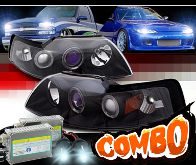 HID Xenon + Sonar® Halo Projector Headlights (Black) - 99-04 Ford Mustang