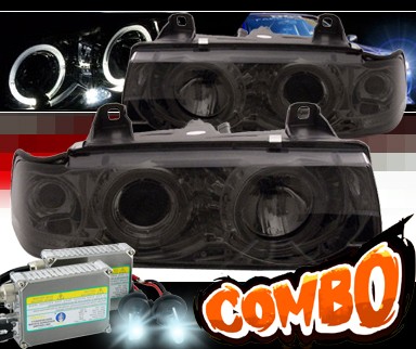 HID Xenon + Sonar® Halo Projector Headlights (Smoke) - 92-99 BMW 323is E36 2dr.
