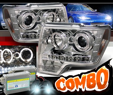 HID Xenon + Sonar® LED CCFL Halo Projector Headlights - 09-14 Ford F150 F-150