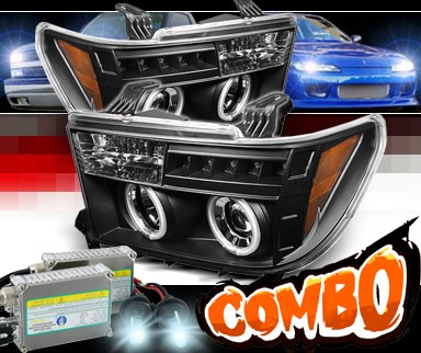 HID Xenon + Sonar® LED CCFL Halo Projector Headlights (Black) - 08-13 Toyota Sequoia