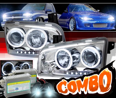 HID Xenon + Sonar® LED Halo Projector Headlights - 06-10 Dodge Charger