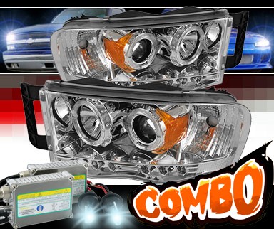 HID Xenon + Sonar® LED Halo Projector Headlights (Chrome) - 03-05 Dodge Ram Pickup