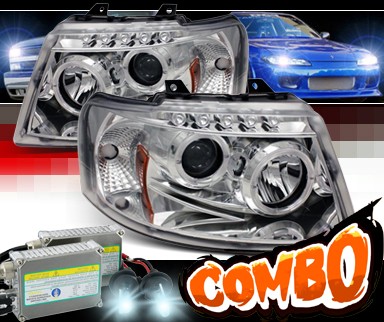 HID Xenon + Sonar® LED Halo Projector Headlights (Chrome) - 03-06 Ford Expedition