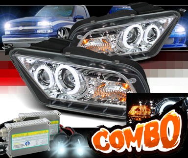 HID Xenon + Sonar® LED Halo Projector Headlights (Chrome) - 10-12 Ford Mustang (w/o Stock HID)