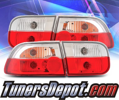 KS® Euro Tail Lights (Red/Clear) - 92-95 Honda Civic 2/4dr.