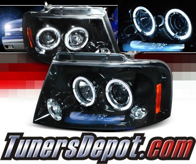 SPEC-D® Halo LED Projector Headlights (Glossy Black) - 04-08 Ford F150 F-150