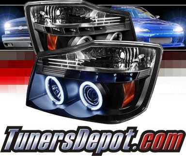 Sonar® LED CCFL Halo Projector Headlights (Black) - 04-12 Nissan Titan