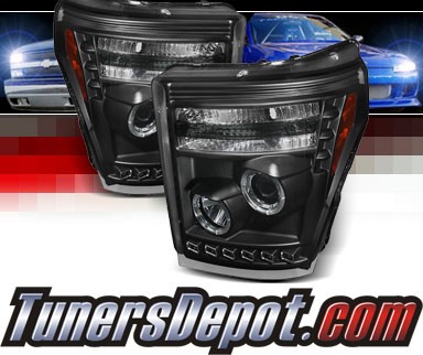 Sonar® LED Halo Projector Headlights (Black) - 11-16 Ford F-250 F250 Super Duty
