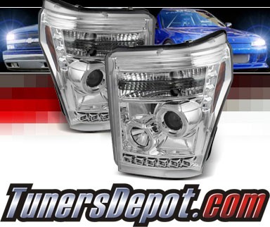 Sonar® LED Halo Projector Headlights (Chrome) - 11-16 Ford F-450 F450 Super Duty