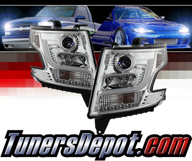 Sonar® Light Bar DRL Projector Headlights (Chrome) - 15-16 Chevy Tahoe
