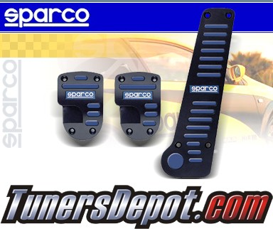 Auto Racing Blue Sport Pedals on Sparco   Mt Pedal Set   Stripe W    Tall Gas Pedal  Black   Blue
