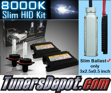 TD® 8000K HID Slim Ballast Kit (Low Beam) - 08-08 Chrysler Town & Country w/ Replaceable Halogen Bulbs (H11)