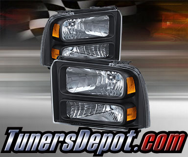 TD® Crystal Headlights (Black) - 05-07 Ford F-350 F350 Super Duty