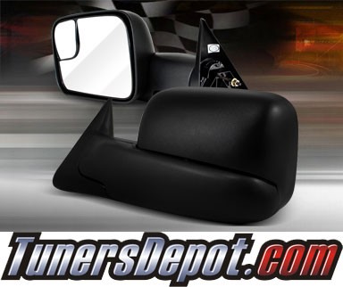 TD® Power Extending Towing Side View Mirrors (Black) - 98-02 Dodge Ram Pickup