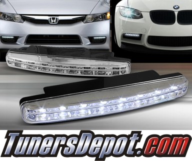 TD® Universal 8 LED DRL Driving Lights (Super White) - Chrome 6.25&quto; x 0.75&quto; x 1.75&quto;