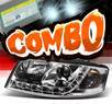 HID Xenon + Sonar® DRL LED Projector Headlights - 02-04 Audi A6