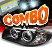 HID Xenon + Sonar® Halo Projector Headlights (Black) - 08-12 BMW 128i E82/E88