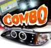 HID Xenon + Sonar® CCFL Halo Projector Headlights (Black) - 94-98 Ford Mustang