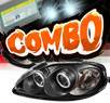 HID Xenon + Sonar® CCFL Halo Projector Headlights (Black) - 99-00 Honda Civic