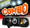 HID Xenon + Sonar® Halo Projector Headlights (Black) - 94-01 Dodge Ram 2500 / 3500 Pickup
